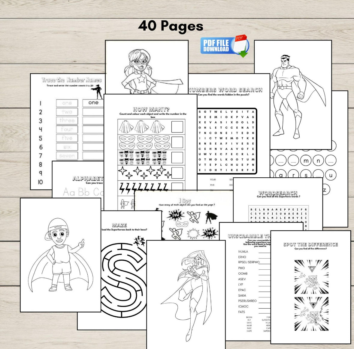 Superhero Activity Book Printable for Kids