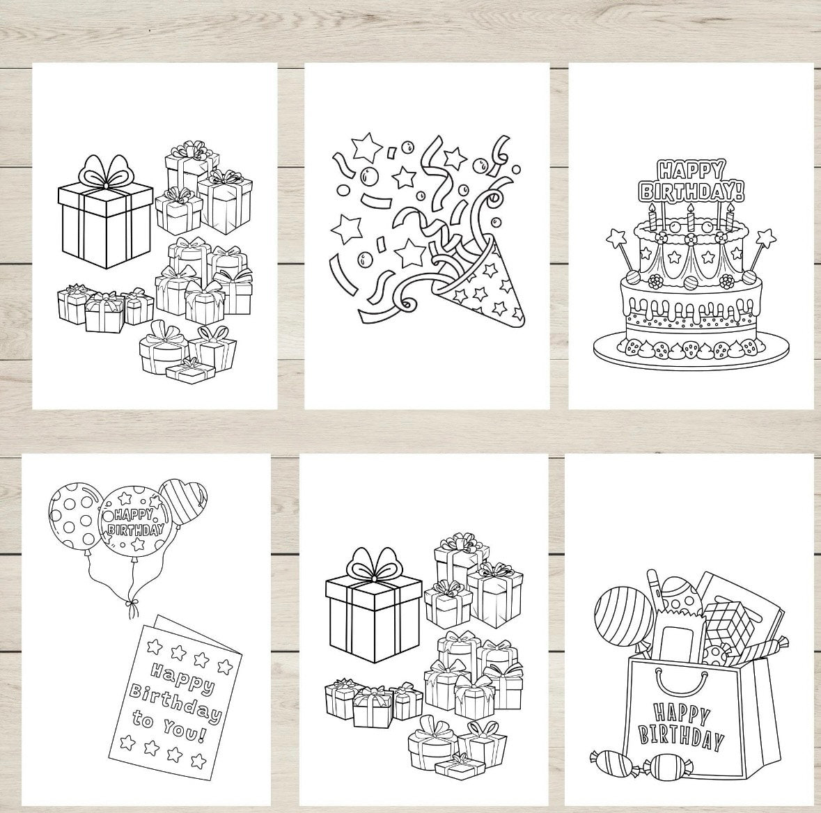 "Birthday colouring pictures."