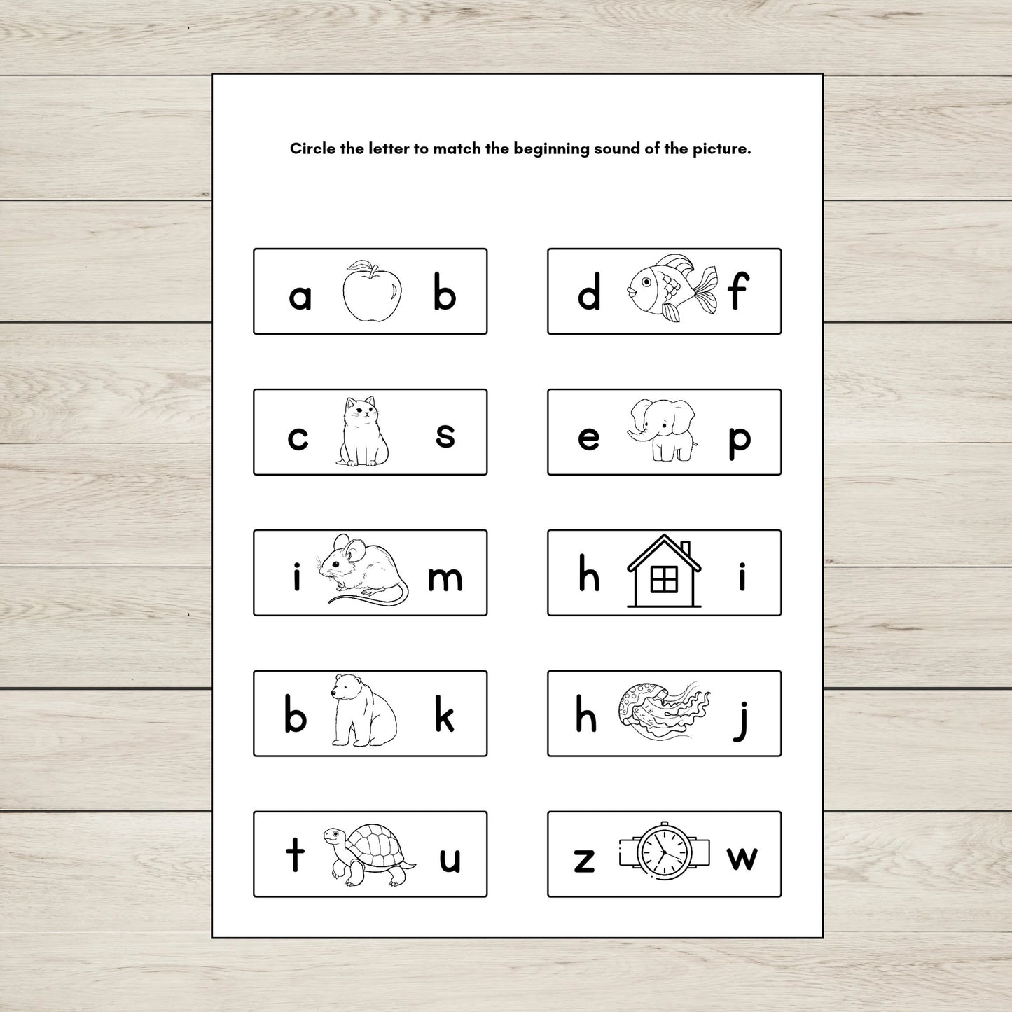 Beginning Sounds Activity Sheets