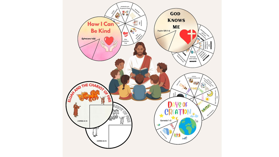 Printable Bible Story Wheel crafts for Sunday School, Children;s Church and VBS.