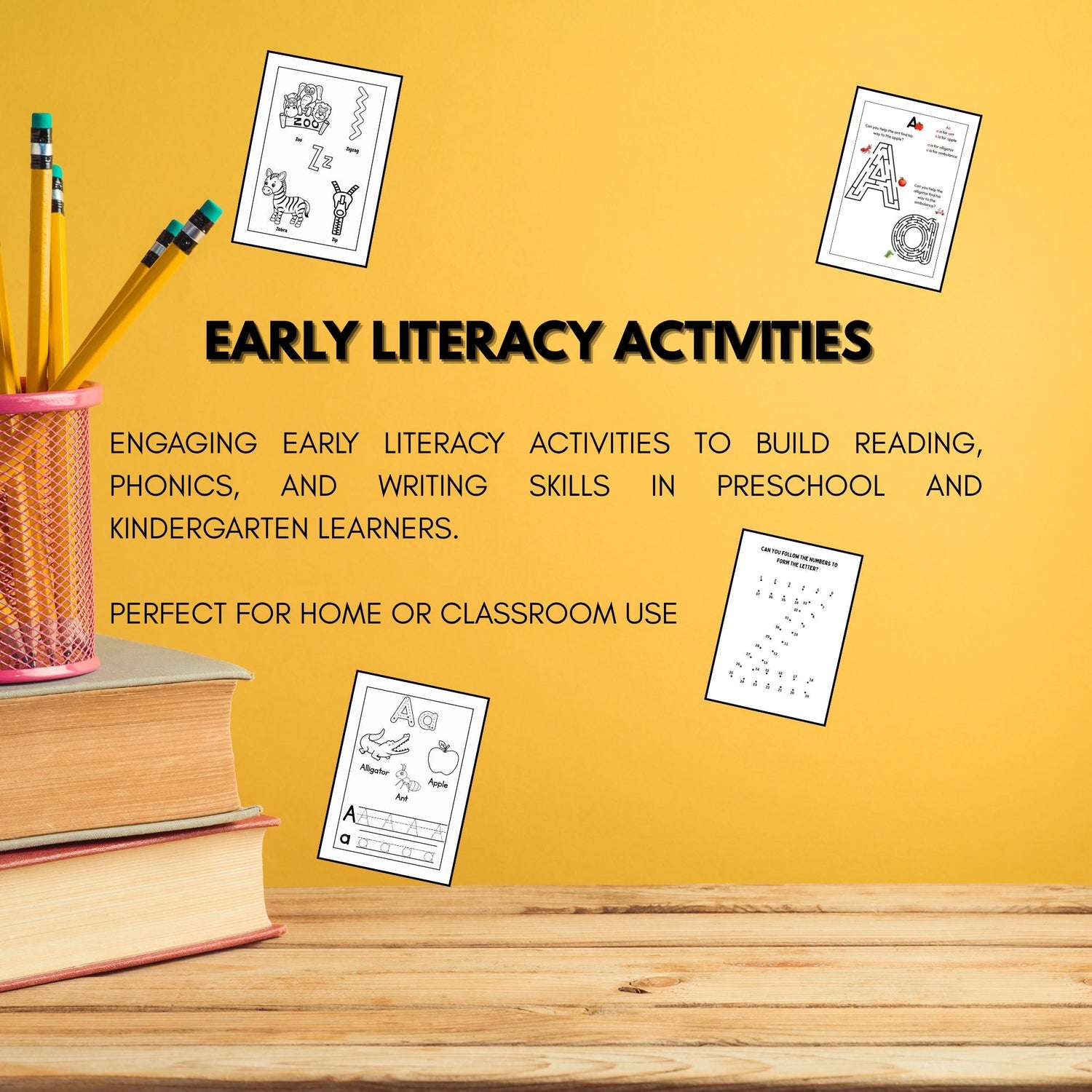 Printable early literacy worksheets for early reading and writing skills"