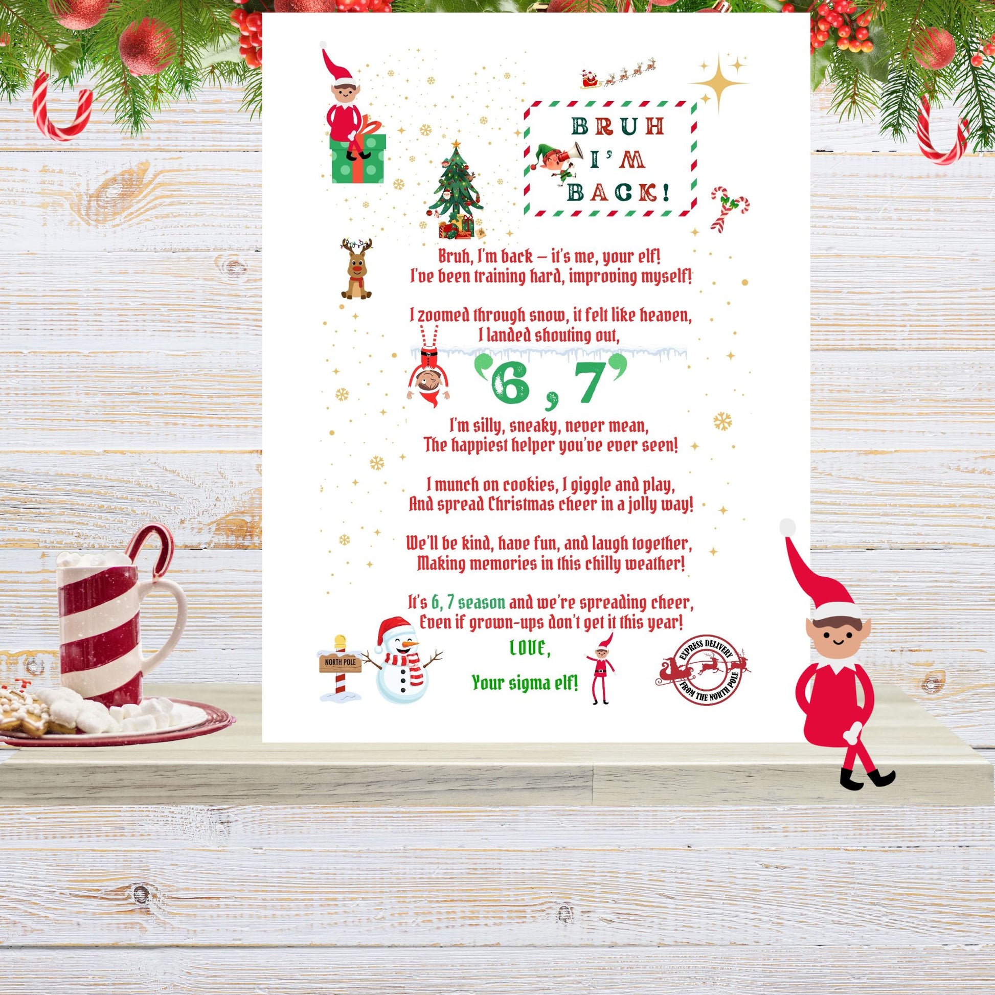 Elf 6,7 Return Letter poem printable for kids.