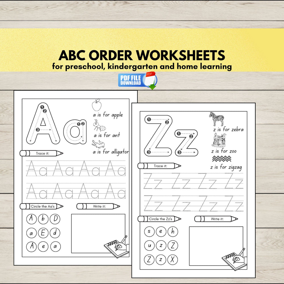 Printable ABC Order Worksheets-A to Z Activity – magicalminikids