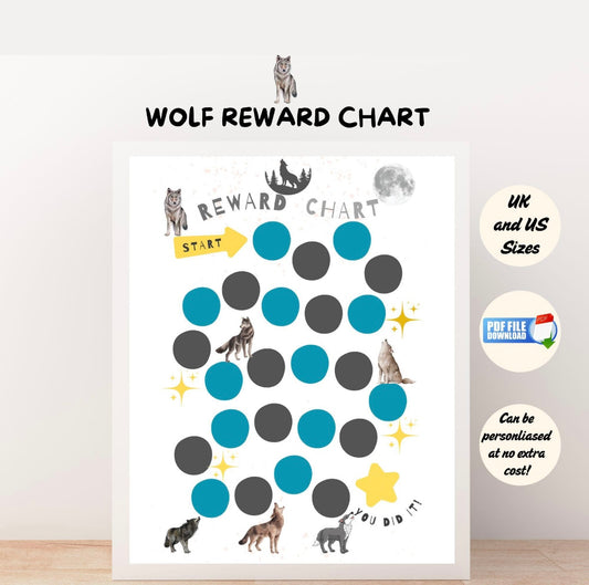 A Printable Wolf Theme Reward Chart.