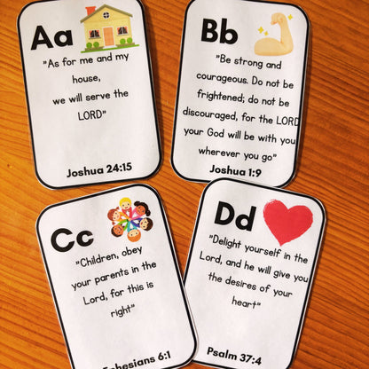 Alphabet Bible Verse Cards, letters A,B,C and D. 