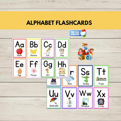 Free printable alphabet flash cards for early learners.
