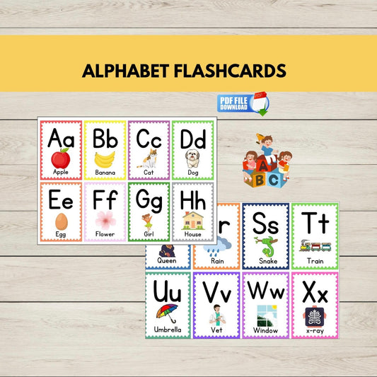 Free printable alphabet flash cards for early learners.