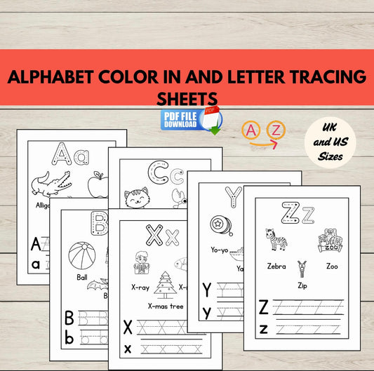 A set of free printable alphabet phonics and handwriting practice sheets. 