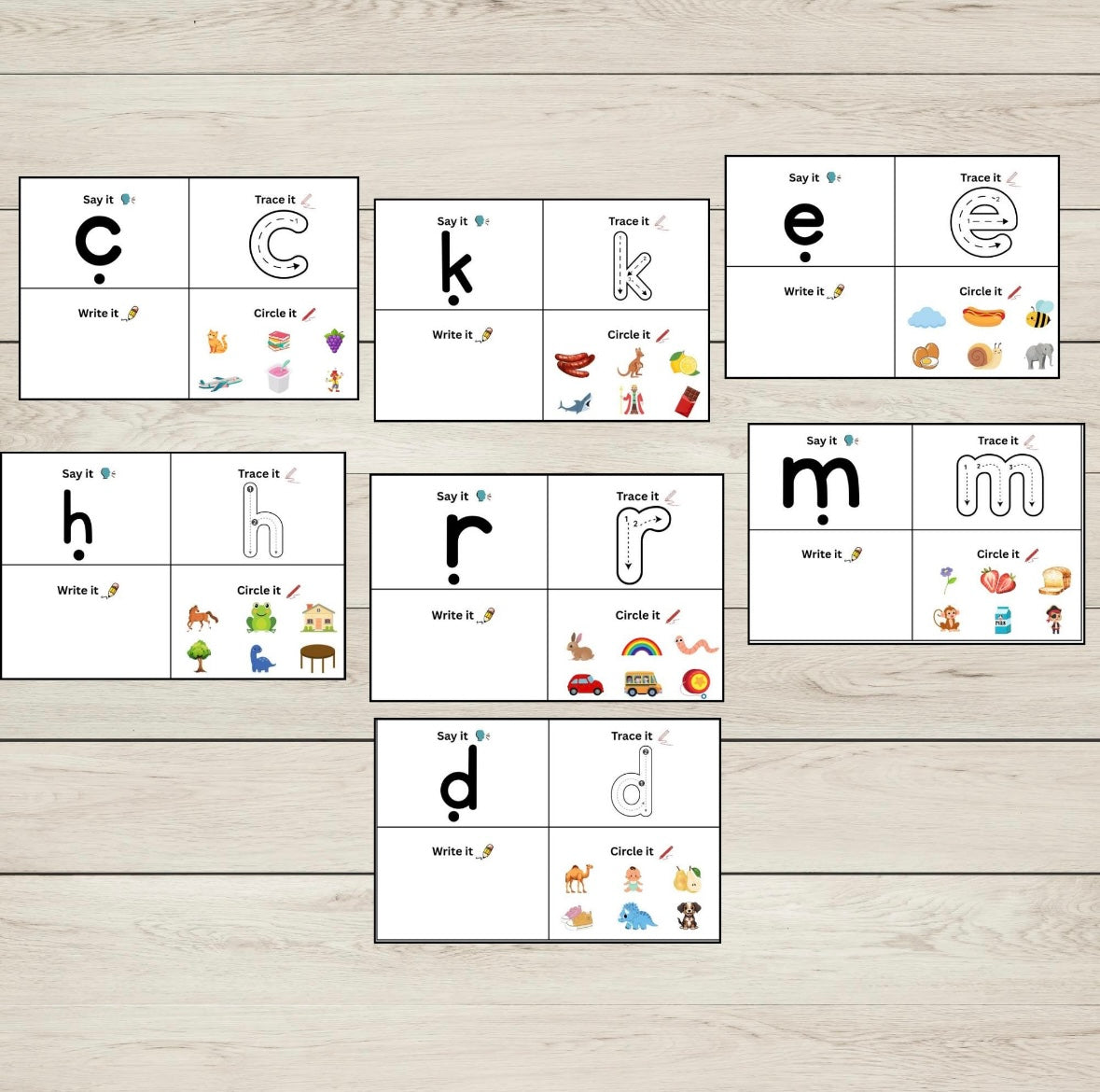 Set of  CKEHRMD activity boards for phonics practice. 