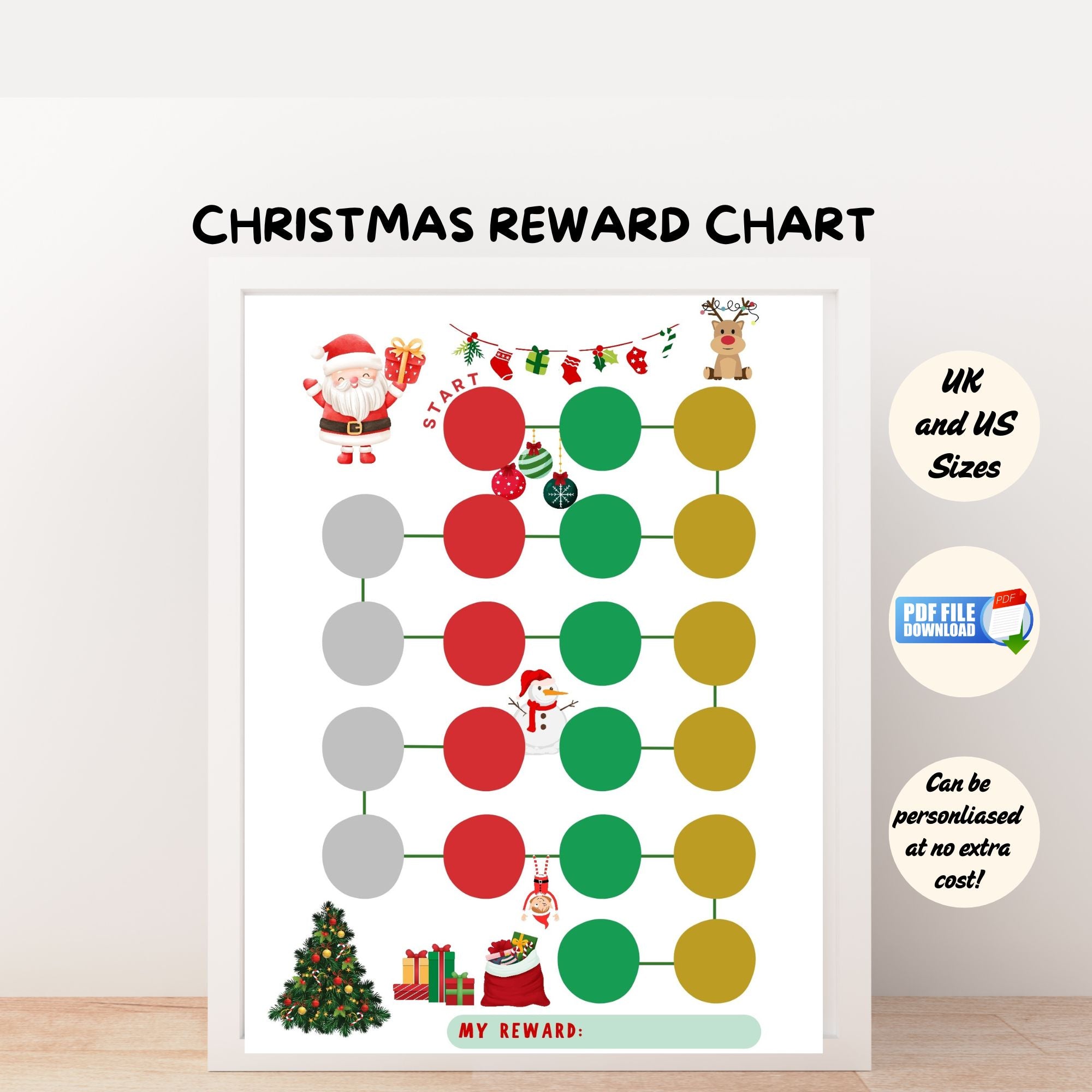 kids christmas reward chart printable-behaviour and chore tracker