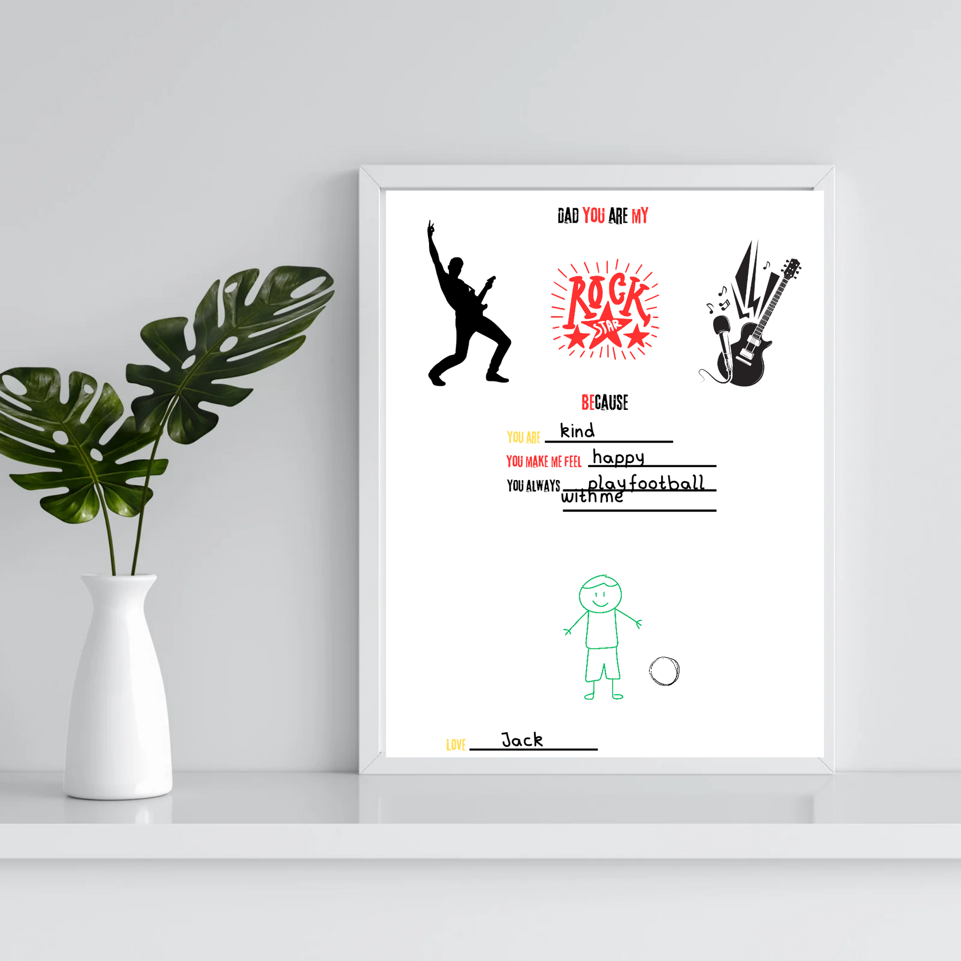 A printable keepsake for dad-you are my rock star. Available as dad, daddy or papa. 