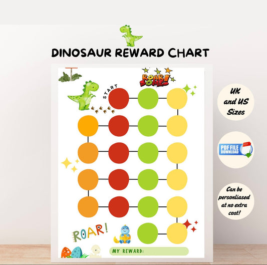 A printable Dinosaur Reward Chart for Kids.