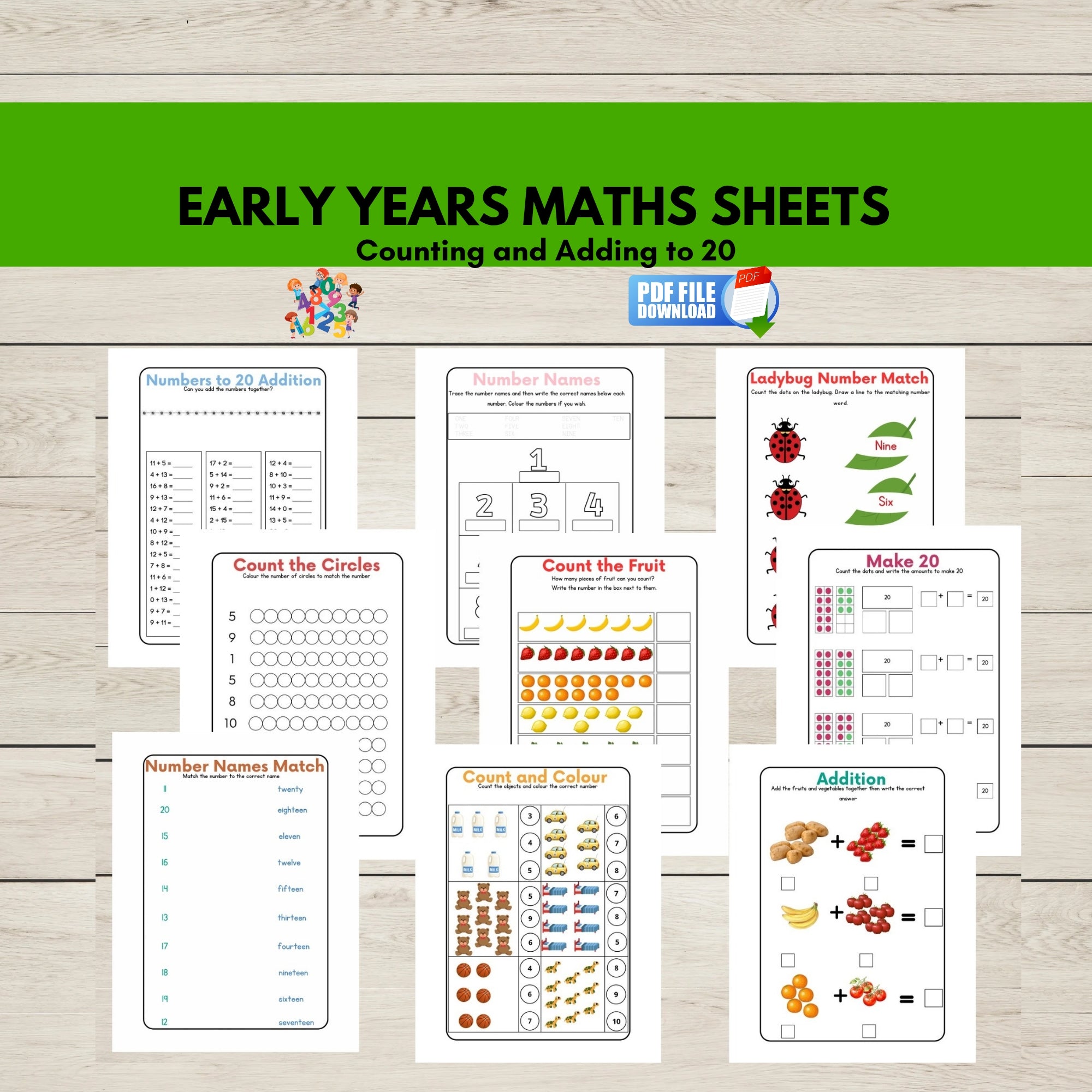 Early Math Worksheets-Counting and Addition to 20 – magicalminikids
