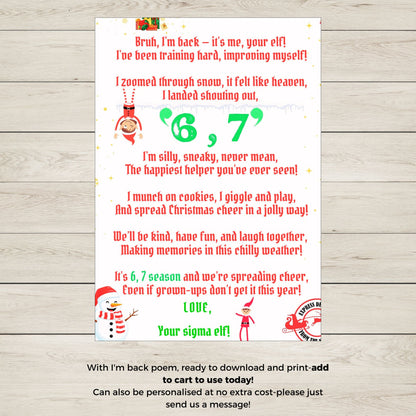 An image of an Elf 6,7 Return Letter poem.