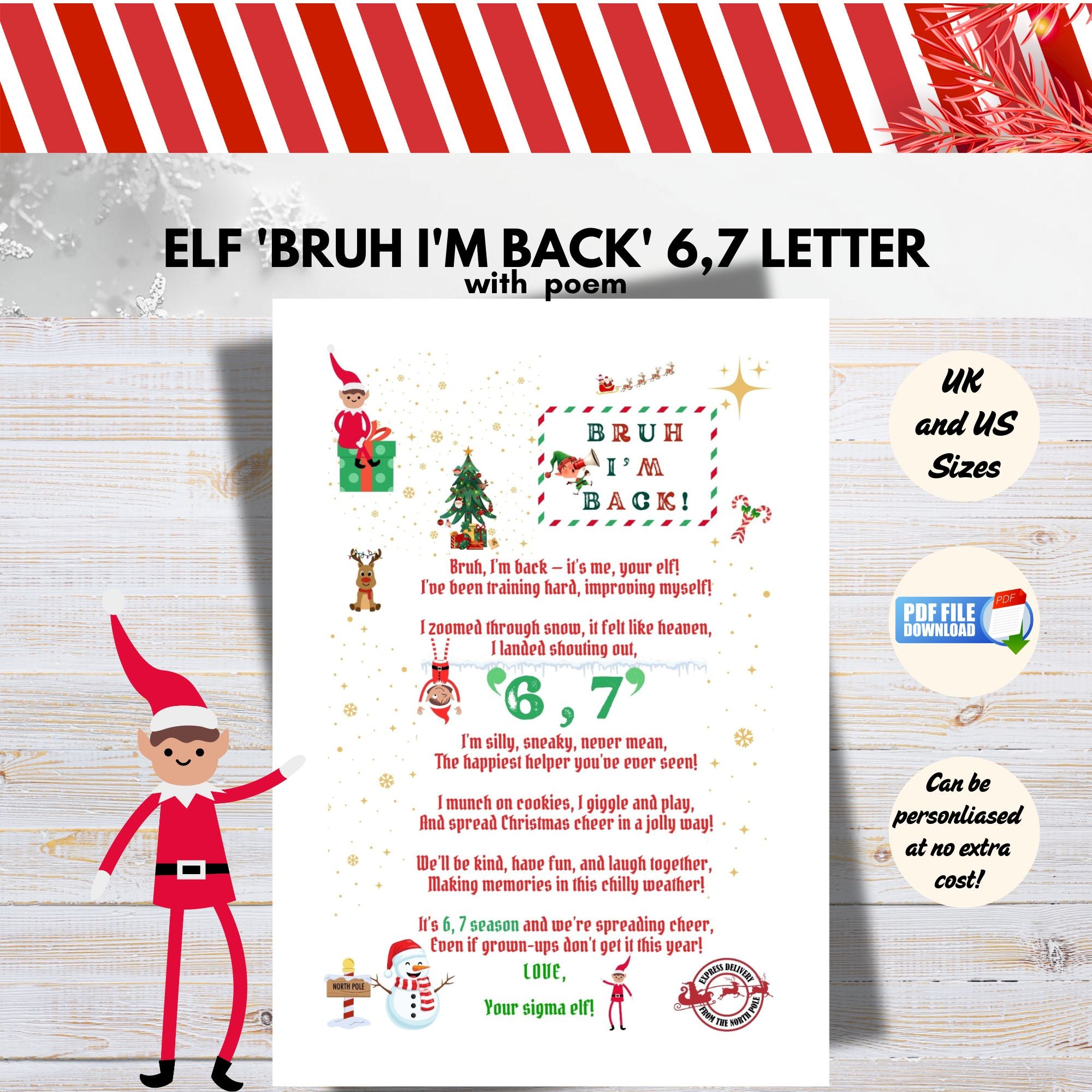 Funny Elf Return Letter Printable-Kids “6,7 Season” Arrival Note ...