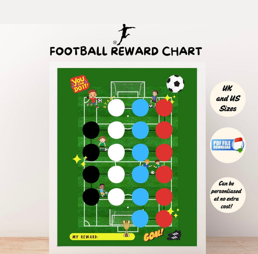 A football themed printable reward chart for kids.