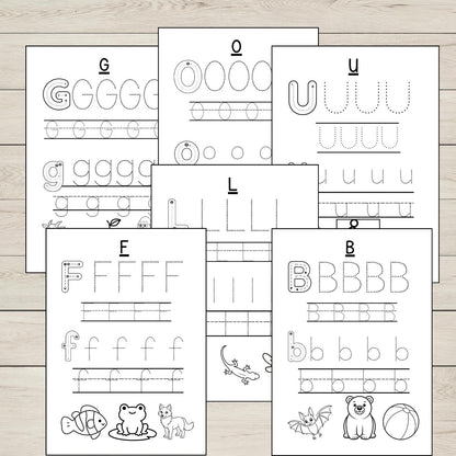 GOULFB printable letter tracing activity sheets.