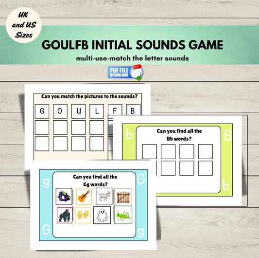 GOULFB phonics initial sounds printable game for preschool and kindergarten