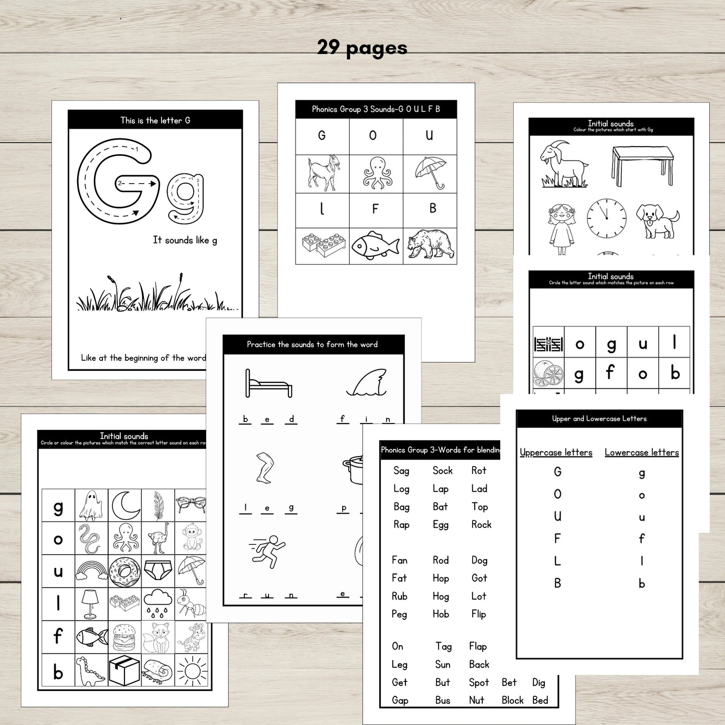 Activity Sheets to support Phonics Group 3 sounds GOULFB.