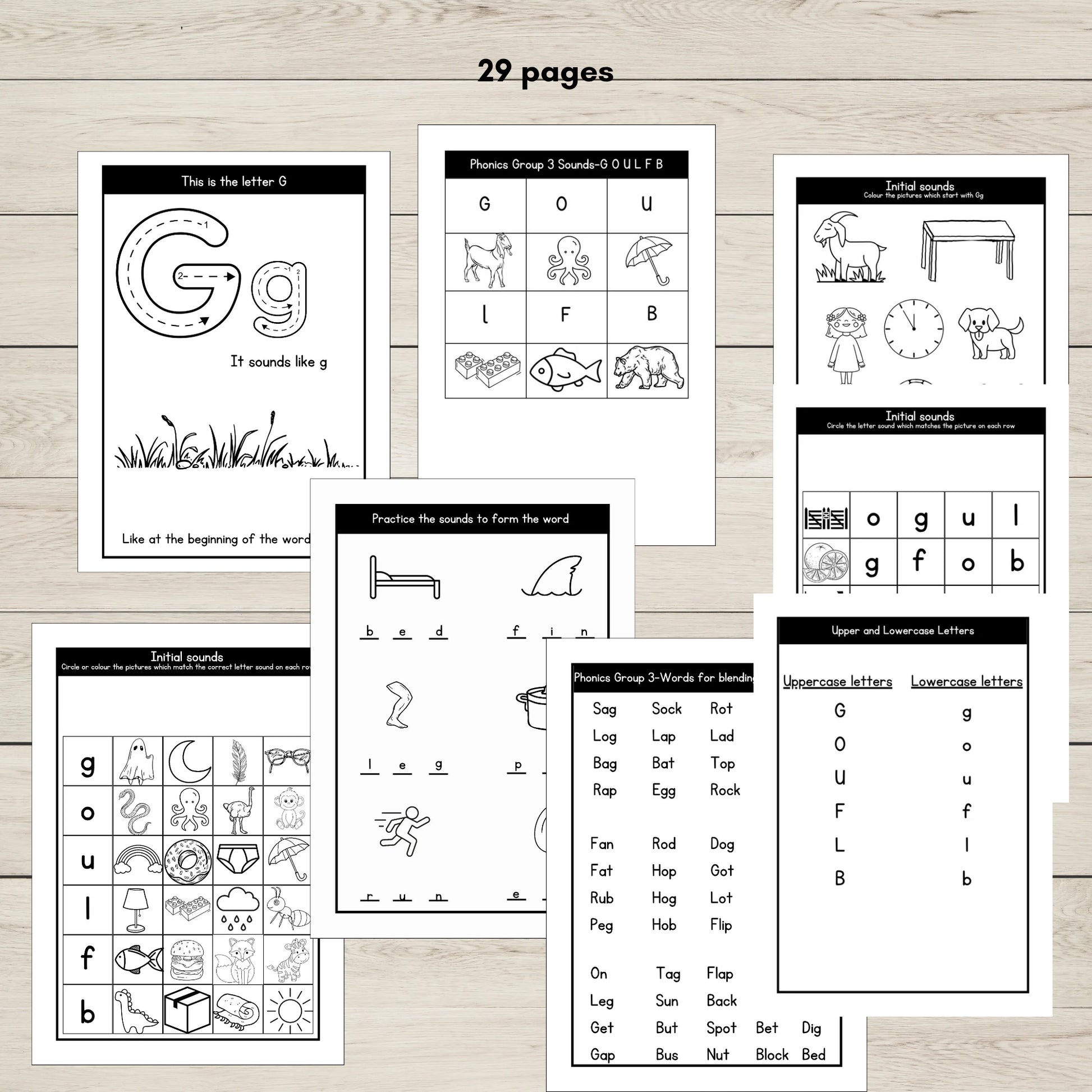 Activity Sheets to support Phonics Group 3 sounds GOULFB.