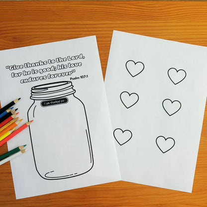 A printed version of a Give Thanks to God gratitude craft for kids. 