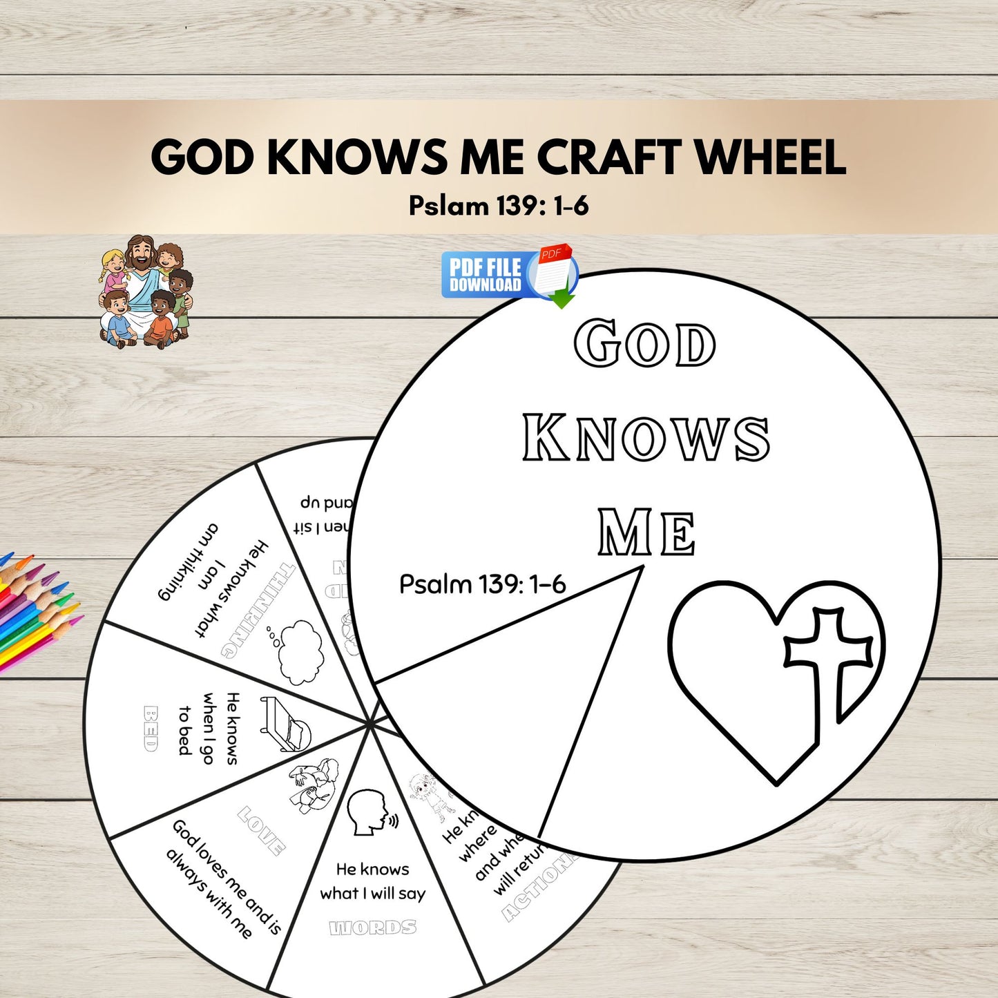 A free printable God Knows Me Craft Wheel for Kids. 