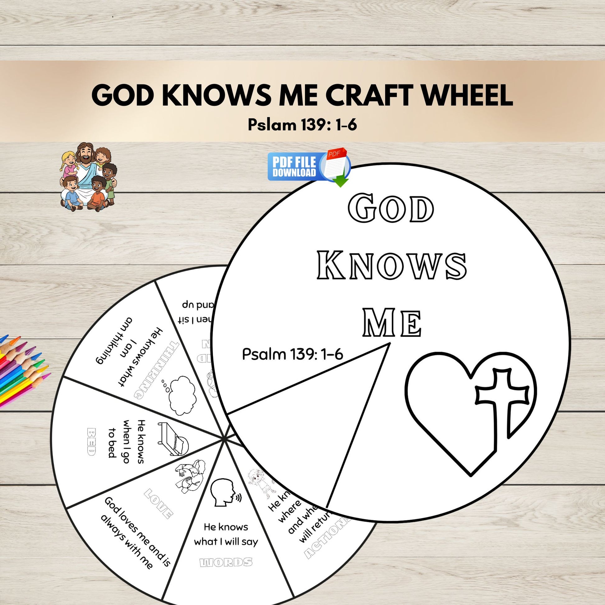 A free printable God Knows Me Craft Wheel for Kids. 