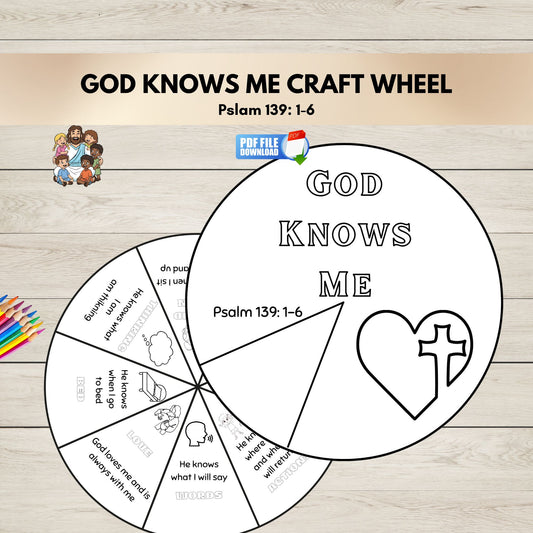 A free printable God Knows Me Craft Wheel for Kids. 