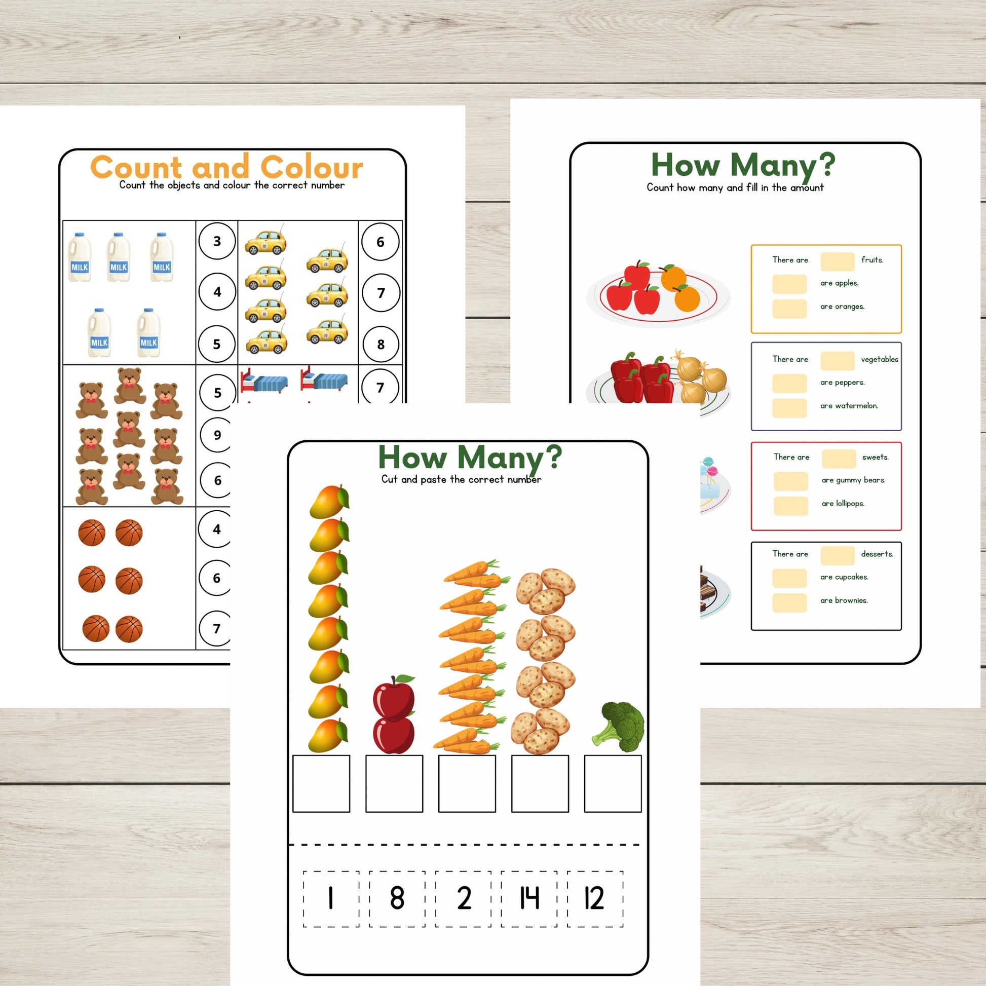 "Printable counting practice worksheets."