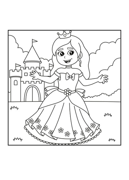 "A princess colouring page."