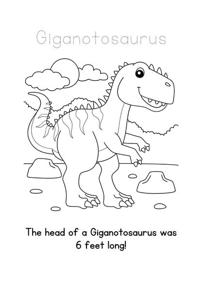 "A gigantosaurus printable colouring page."