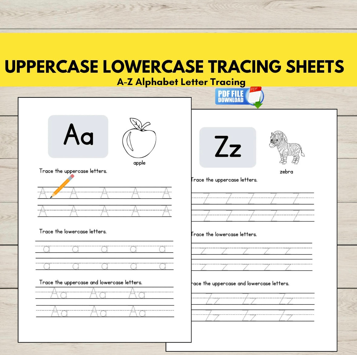 Printable Uppercase and Lowercase Letter Tracing Sheets