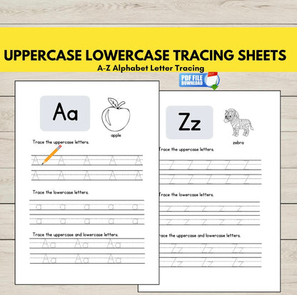 Printable Uppercase and Lowercase Letter Tracing Sheets