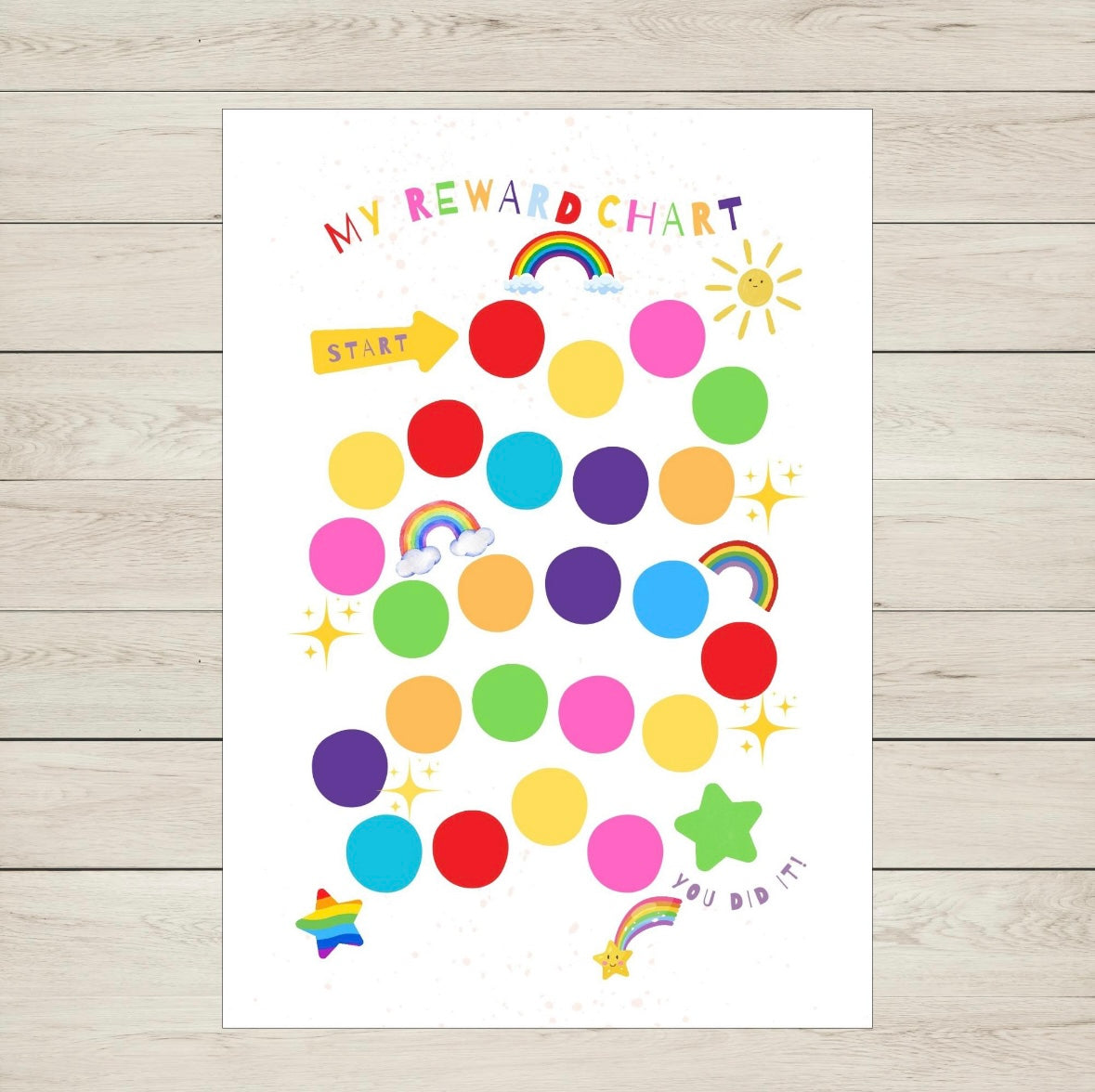 Colourful Printable Rainbow Reward Chart