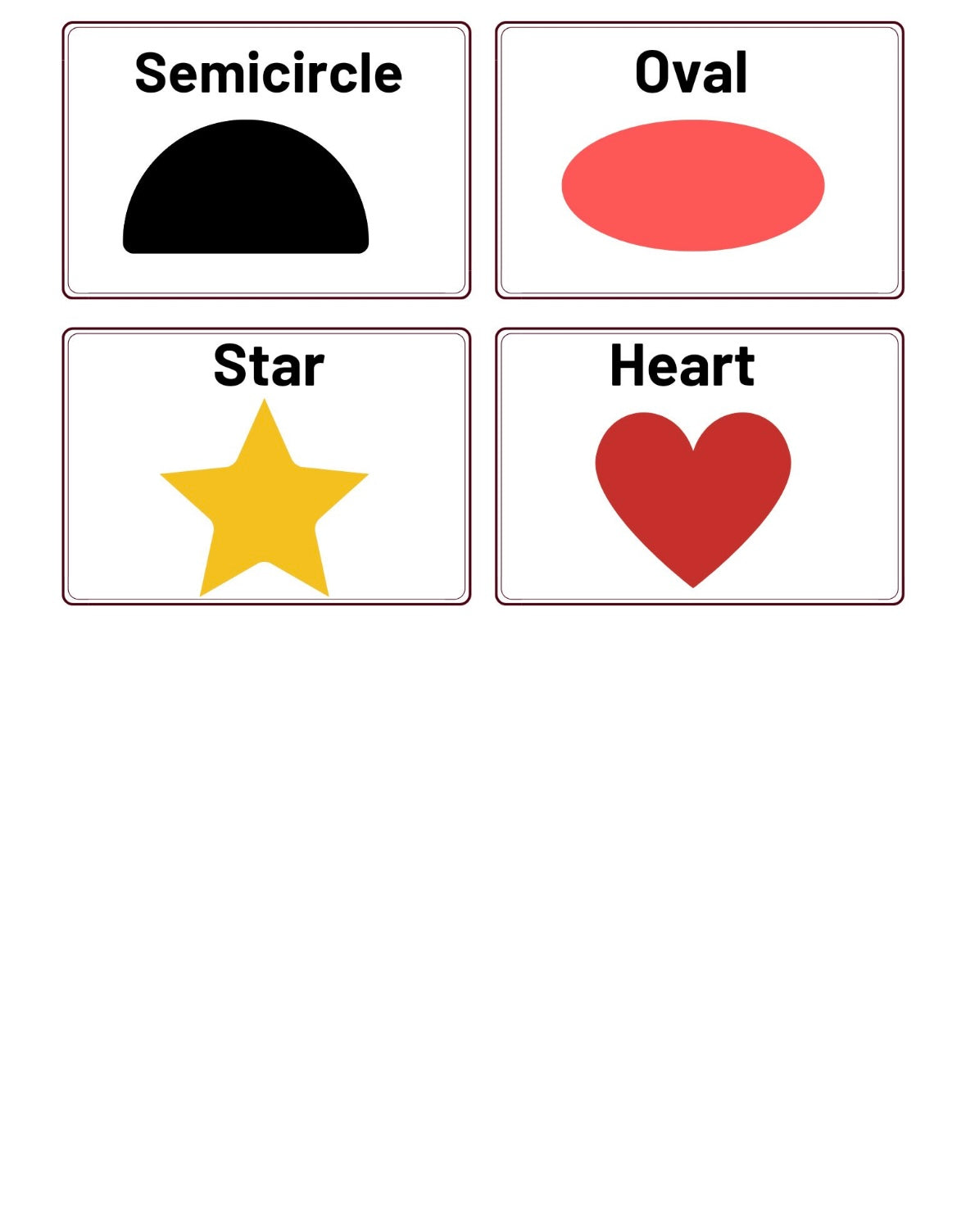 Printable Shape Flash Cards