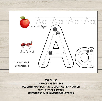 An image of a letter A playdough mat.