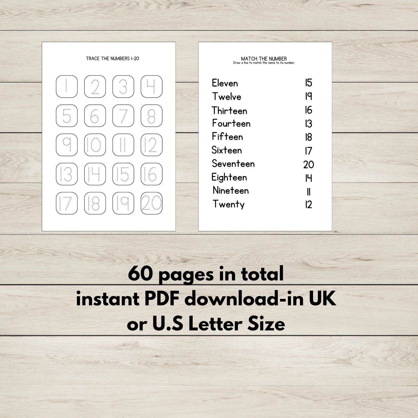 A set of number tracing and matching worksheets for early maths. 