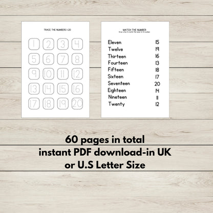 A set of number tracing and matching worksheets for early maths. 