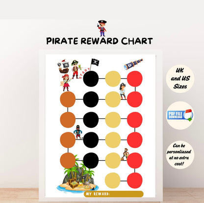 " Behaviour reward chart with pirate them for toddlers and young children.