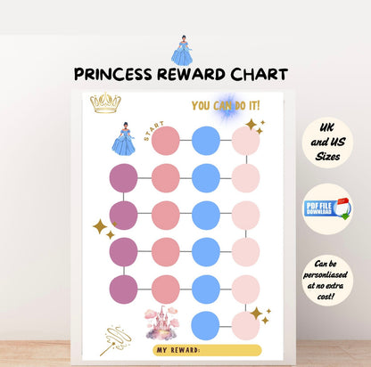A princess themed behaviour reward chart for children.