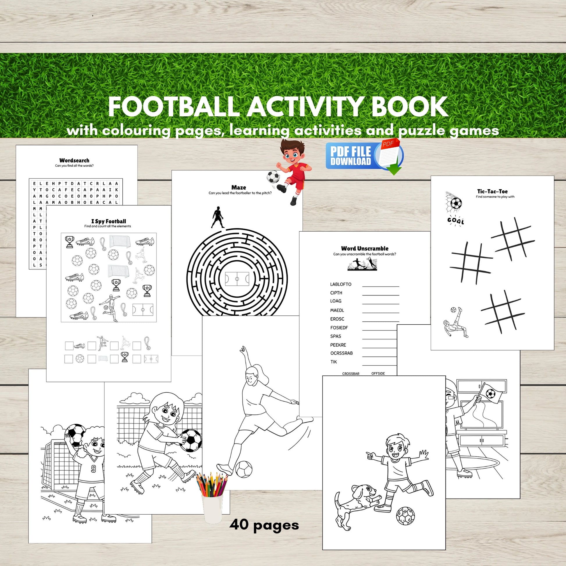A printable football activity book for kids