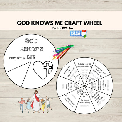 Psalm 139 craft template for children -Christian kids craft printable wheel.