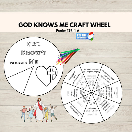 Psalm 139 craft template for children -Christian kids craft printable wheel.