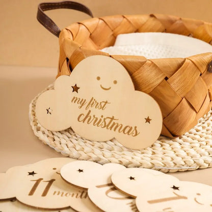 ""My first christmas wooden milestones."