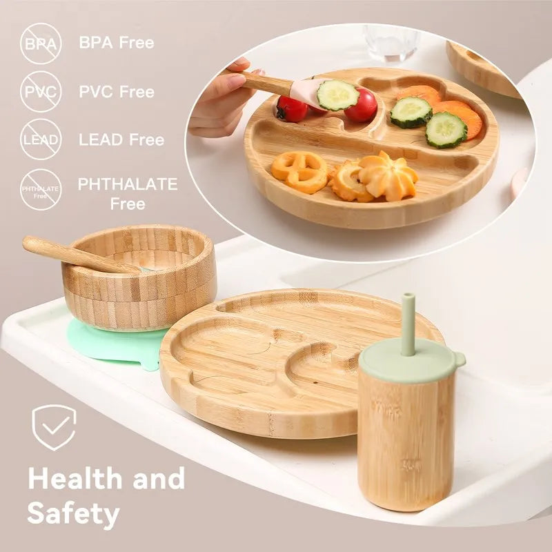 "Health and safety benefits of a bamboo baby weaning set" 