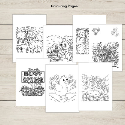 A set of printable Spring themed colouring pages.