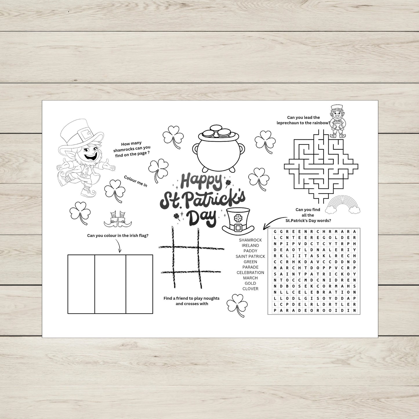St Paddy's Day Activity Sheet for Kids entertainment. 