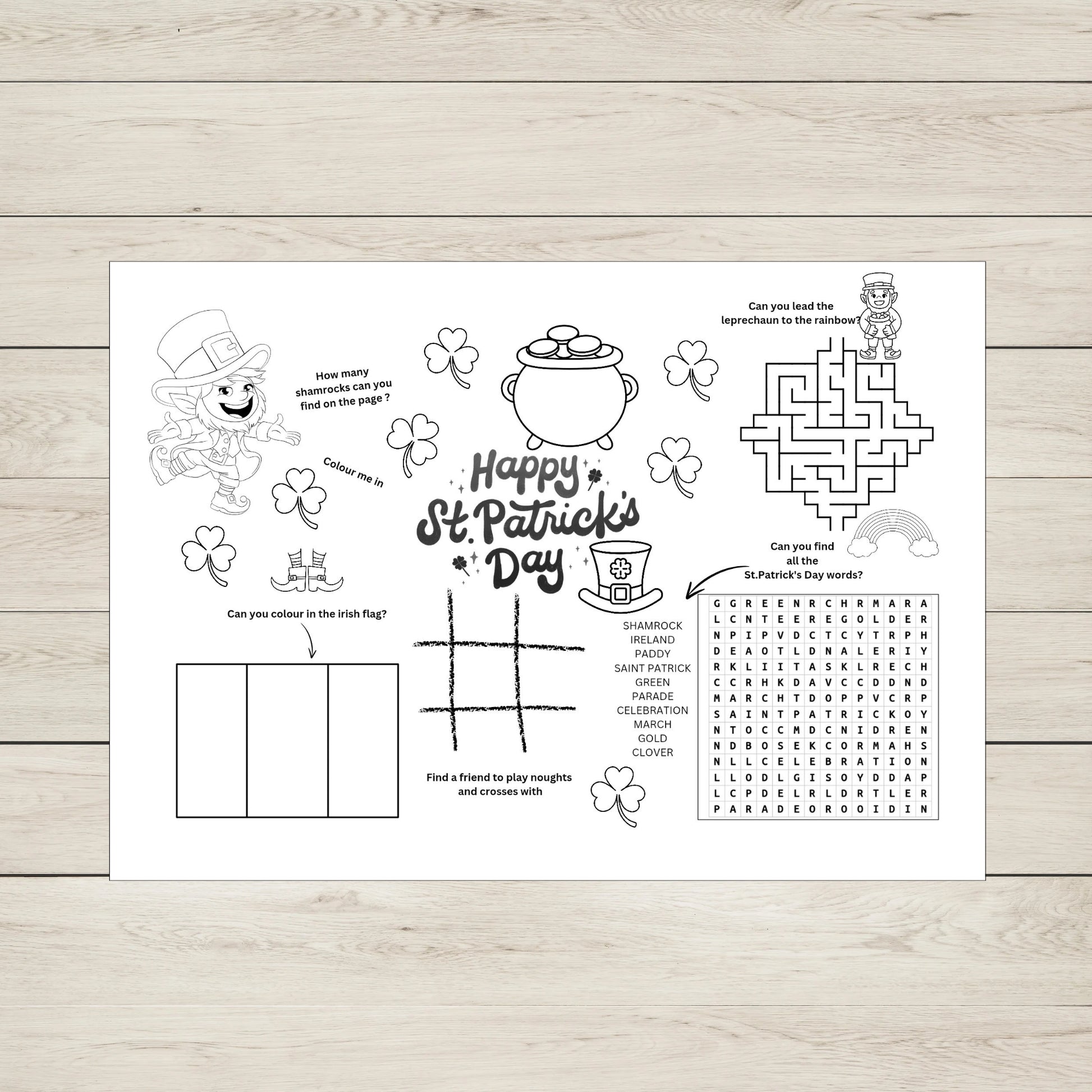 St Paddy's Day Activity Sheet for Kids entertainment. 