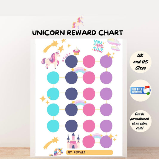 A unicorn reward chart printable.