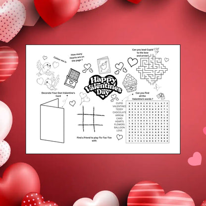 "A printable Valentines activity sheet for kids."